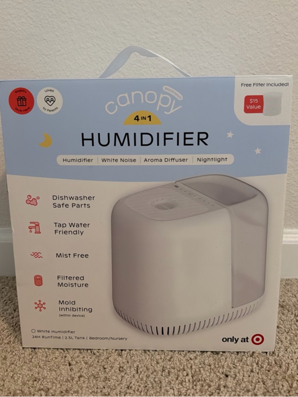 Canopy Humidifier 4-in-1 Aroma Diffuser Mold Inhibiting Factory Sealed NEW